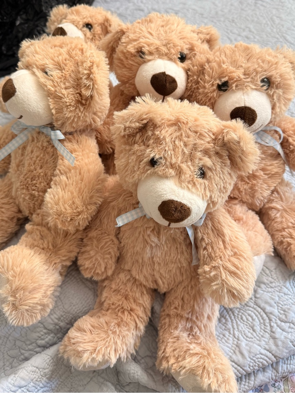 Plush Tan Teddy Bears with Bows